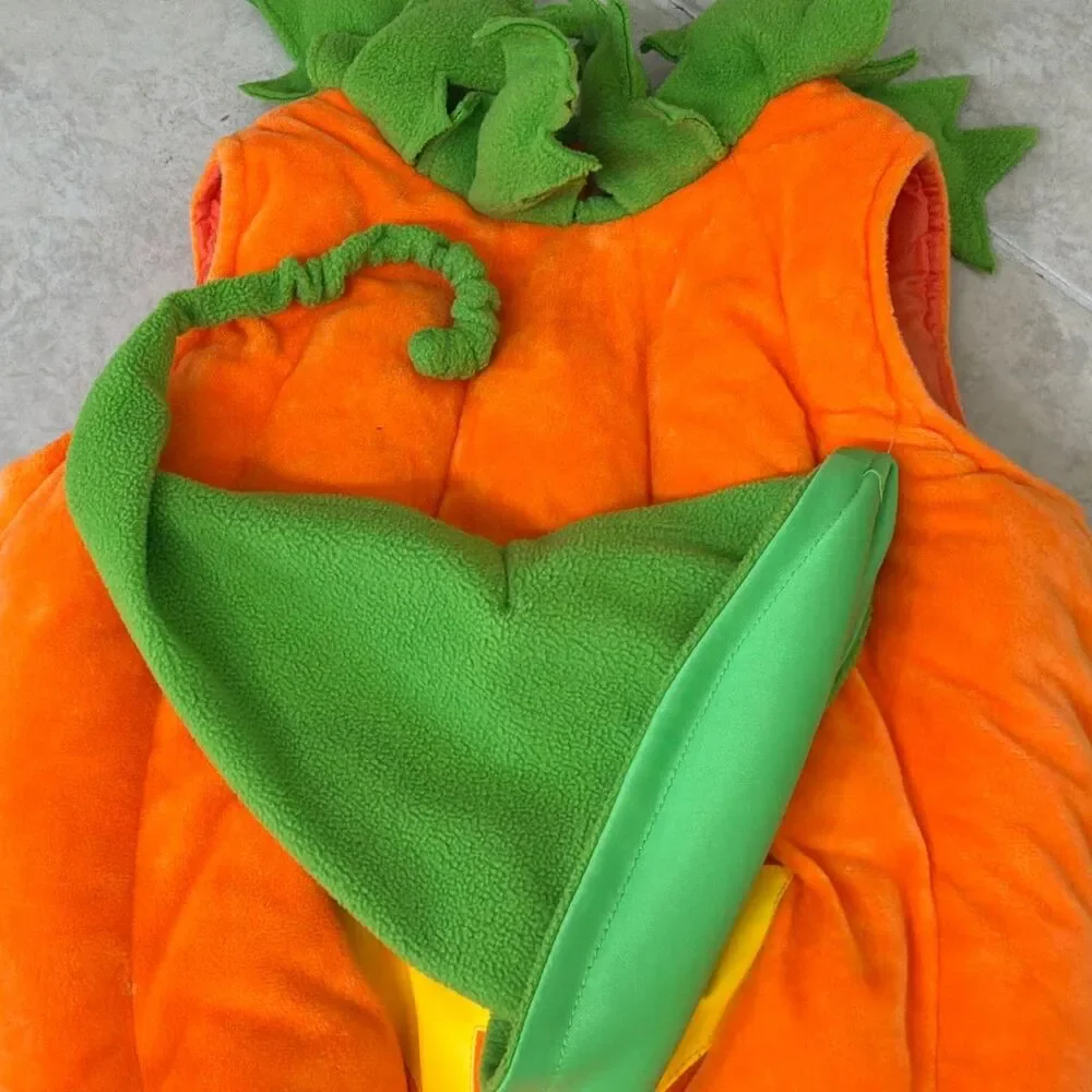 NWOT Hallow’s Eve Pumpkin Costume Toddler 3T Soft Puffy Orange Halloween w Hat